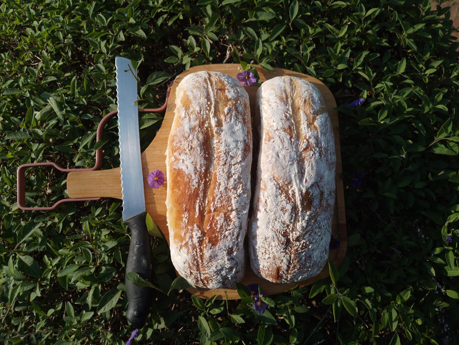 Rustic buttery bread with flaky sea salt